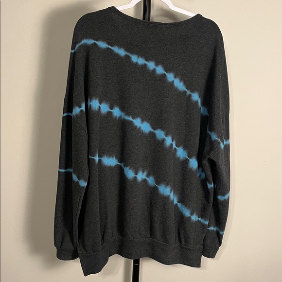 EUC Fantastic Fawn oversized sweatshirt charcoal gray blue tie dye sz small - Picture 5 of 8